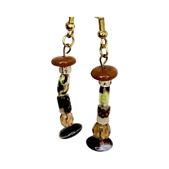 Handcrafted Beaded Drop Earrings with Mixed Glass Beads, Boho Style, 2" Dangle - Picture 6 of 12